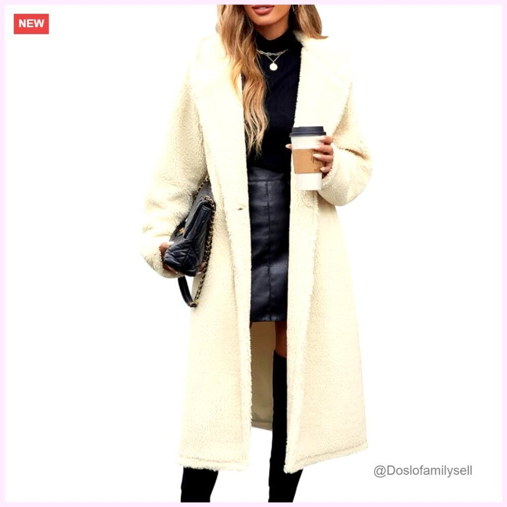 Women's Winter Sherpa Hooded Faux Fur Coat with Pockets Buttons